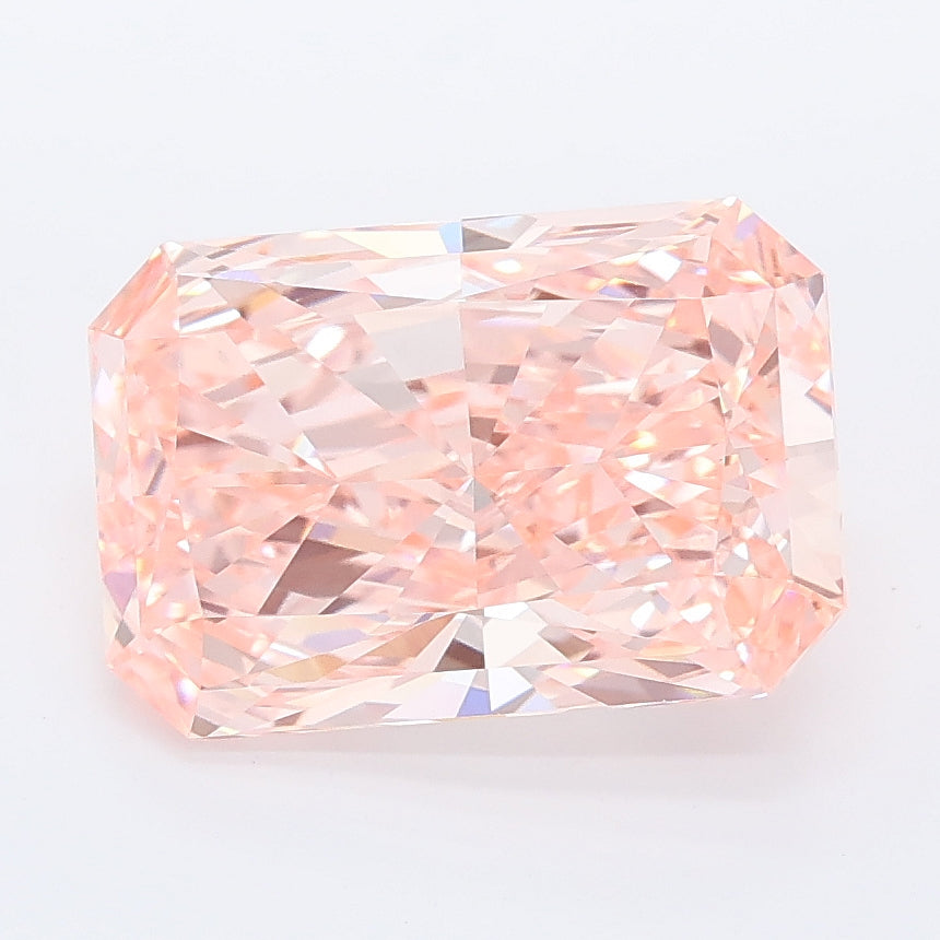 3.54 carat fancy vivid pink radiant lab grown diamond VVS2 clarity