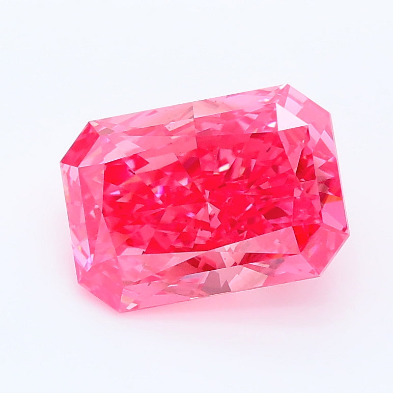 1.56 carat fancy vivid pink radiant lab grown diamond SI1 clarity