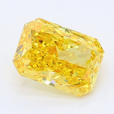 1.09 carat fancy vivid yellow radiant lab grown diamond VS1 clarity