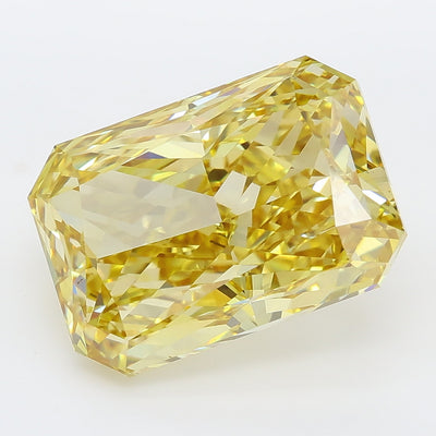 7.16 carat fancy intense yellow radiant lab grown diamond VS1 clarity