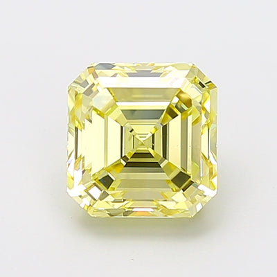 3.05 carat fancy yellow asscher lab grown diamond VS1 clarity