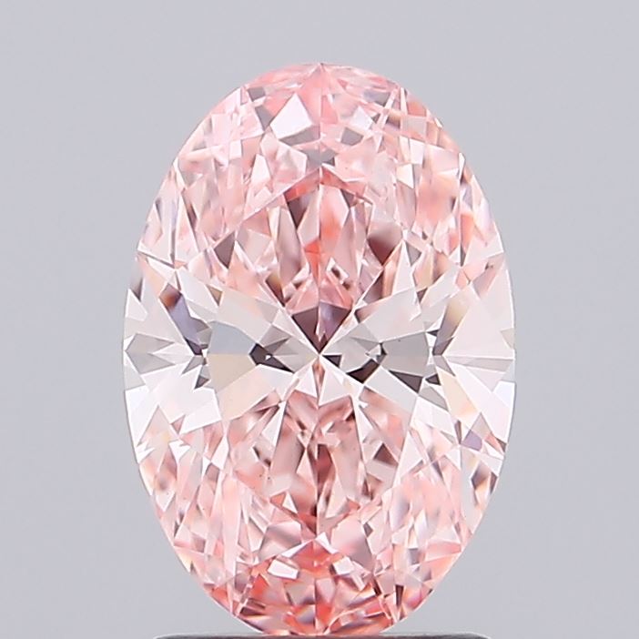 1.57 carat fancy vivid pink oval lab grown diamond VS1 clarity