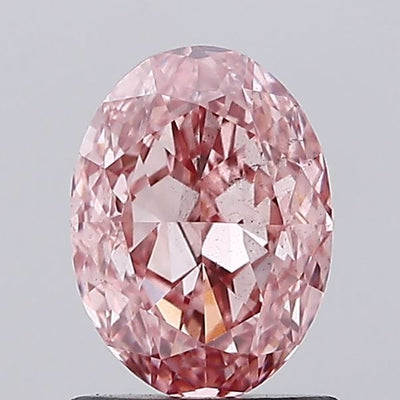 1.23 carat fancy vivid pink oval lab grown diamond SI1 clarity