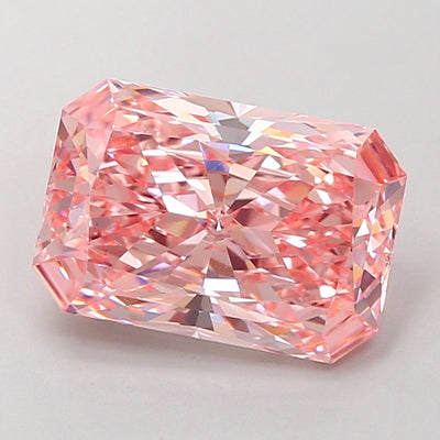 4.06 carat fancy vivid pink radiant lab grown diamond VVS2 clarity