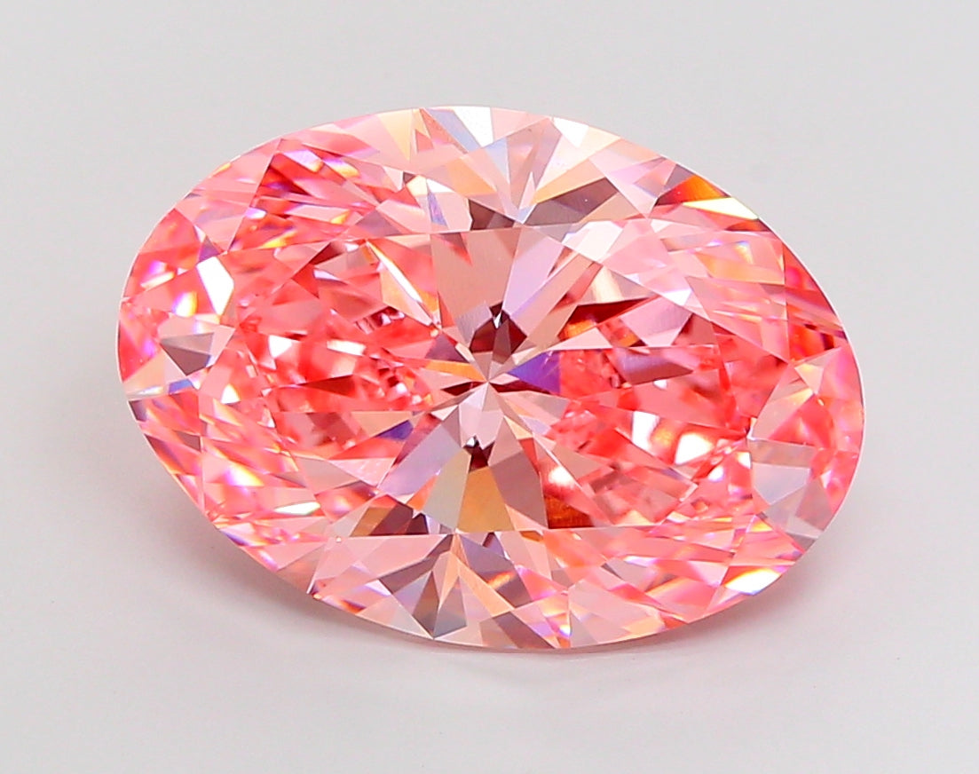 15.01 carat fancy vivid pink oval lab grown diamond VS1 clarity