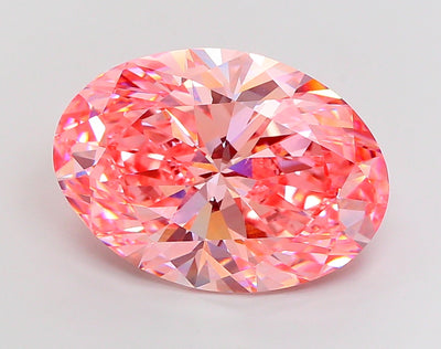 15.01 carat fancy vivid pink oval lab grown diamond VS1 clarity