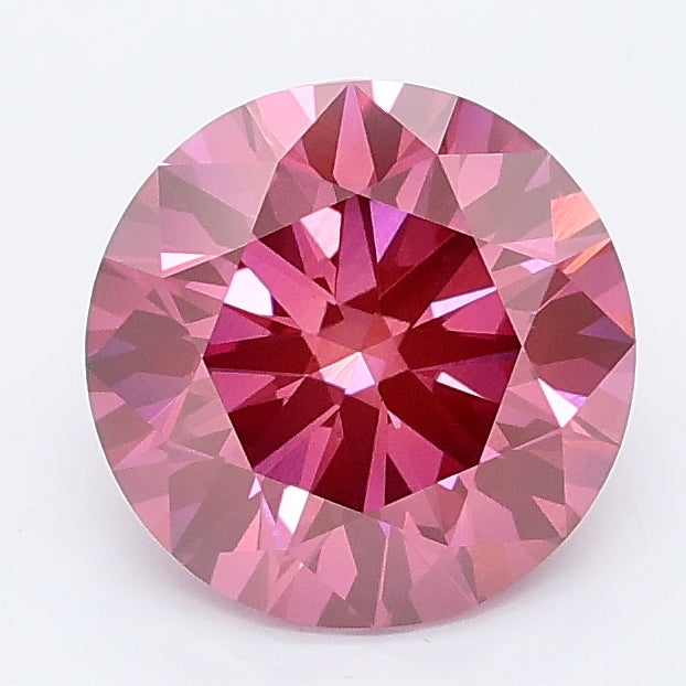2.02 carat fancy vivid pink round lab grown diamond VS1 clarity
