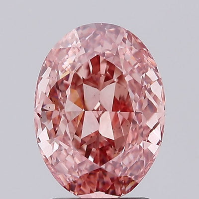 1.50 carat fancy vivid brownish pink oval lab grown diamond VS1 clarity