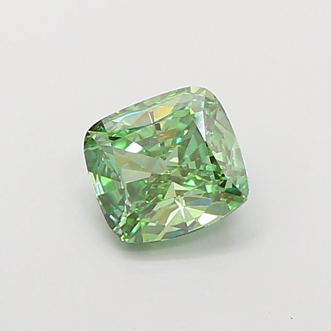 1.45 carat fancy vivid green cushion lab grown diamond VS1 clarity