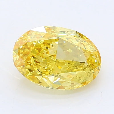 1.07 carat fancy vivid yellow oval lab grown diamond VS2 clarity