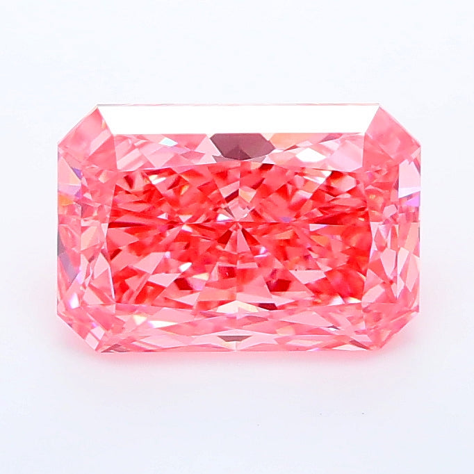 1.55 carat fancy vivid pink radiant lab grown diamond VS1 clarity