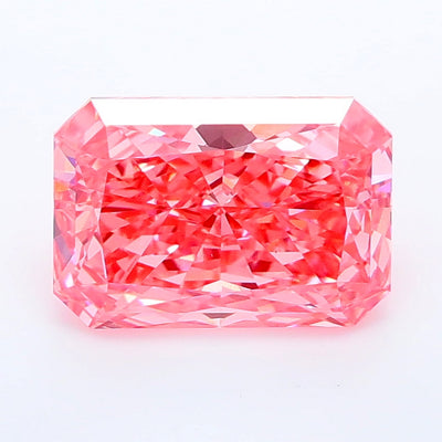 1.55 carat fancy vivid pink radiant lab grown diamond VS1 clarity