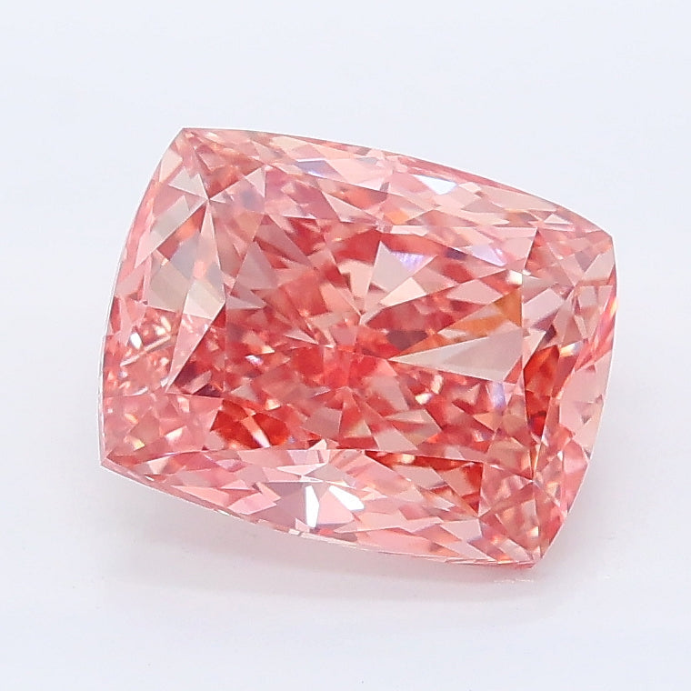 2.52 carat fancy vivid pink cushion lab grown diamond VVS2 clarity