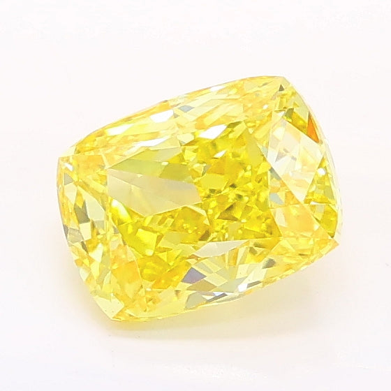 1.01 carat fancy vivid yellow cushion lab grown diamond VS1 clarity