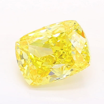 1.01 carat fancy vivid yellow cushion lab grown diamond VS1 clarity