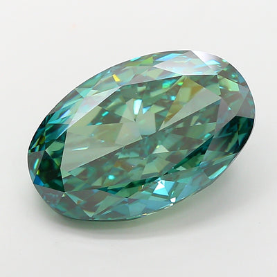 10.00 carat fancy vivid blue green oval lab grown diamond VS1 clarity