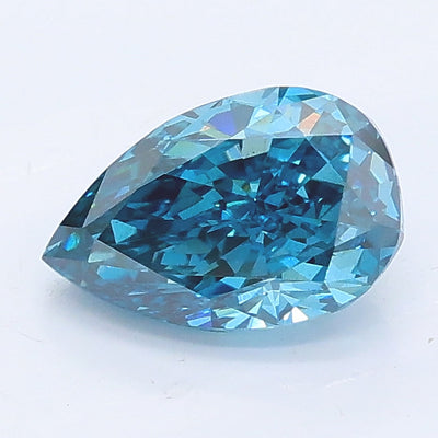 1.08 carat fancy vivid blue pear lab grown diamond VS2 clarity