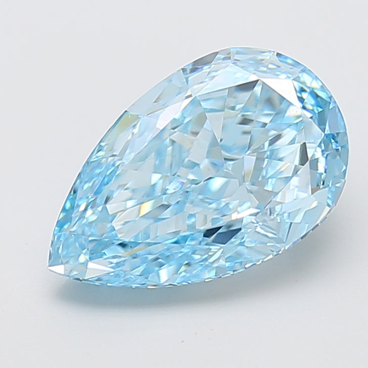 5.07 carat fancy vivid blue pear lab grown diamond VVS2 clarity
