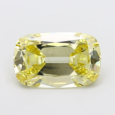 3.05 carat fancy light yellow old mine cushion lab grown diamond VS2 clarity