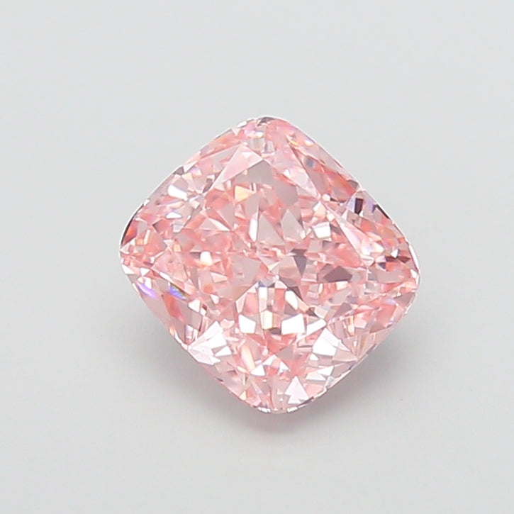 4.03 carat fancy vivid pink cushion lab grown diamond VVS2 clarity
