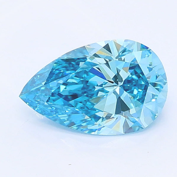 0.82 carat fancy vivid blue pear lab grown diamond VVS2 clarity