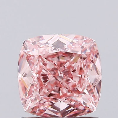 0.90 carat fancy vivid pink cushion lab grown diamond VVS2 clarity