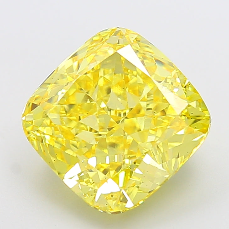 7.08 carat fancy vivid yellow cushion lab grown diamond VS2 clarity