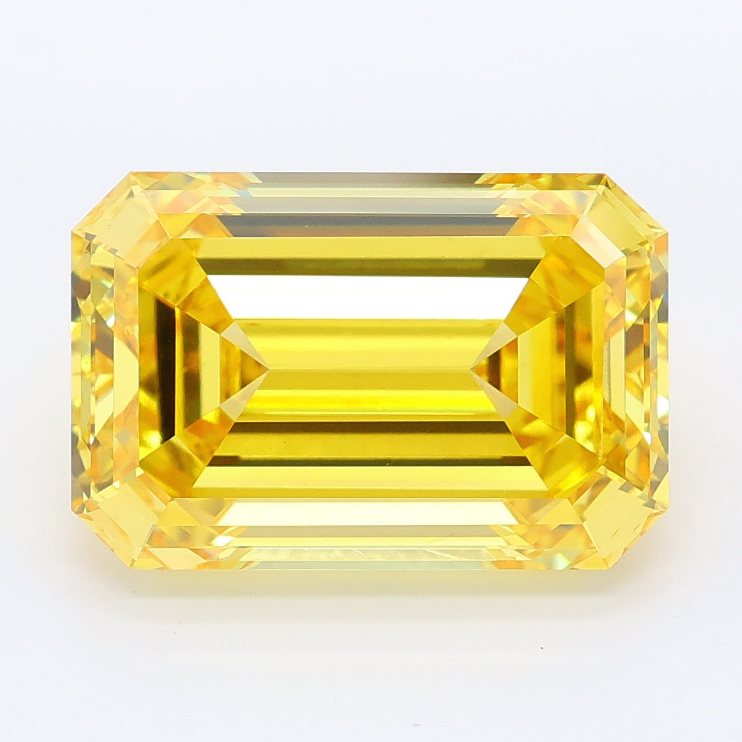 8.08 carat fancy intense yellow emerald lab grown diamond VS1 clarity