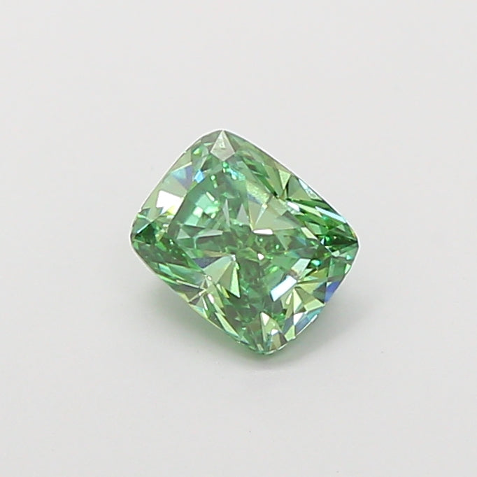 1.06 carat fancy vivid green cushion lab grown diamond VVS2 clarity