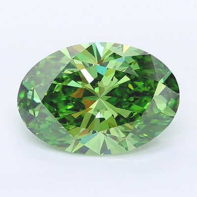 3.05 carat fancy vivid green oval lab grown diamond VS1 clarity