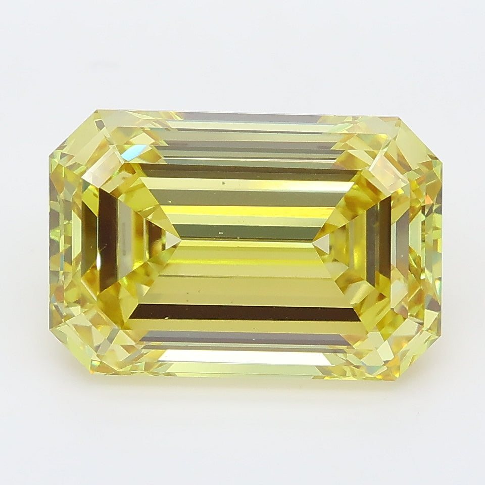 5.97 carat fancy intense yellow emerald lab grown diamond VS1 clarity