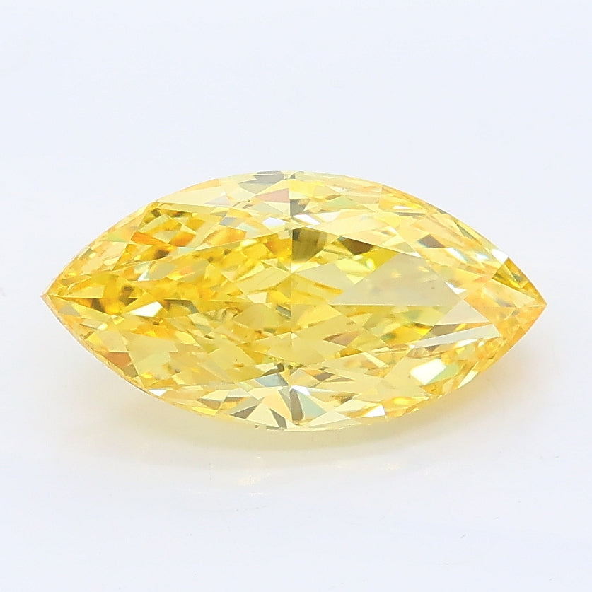 2.04 carat fancy vivid yellow marquise lab grown diamond VS1 clarity