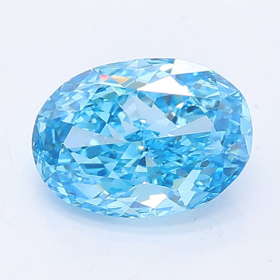 1.02 carat fancy vivid blue oval lab grown diamond VVS2 clarity