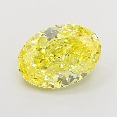3.09 carat fancy intense yellow oval lab grown diamond VS1 clarity