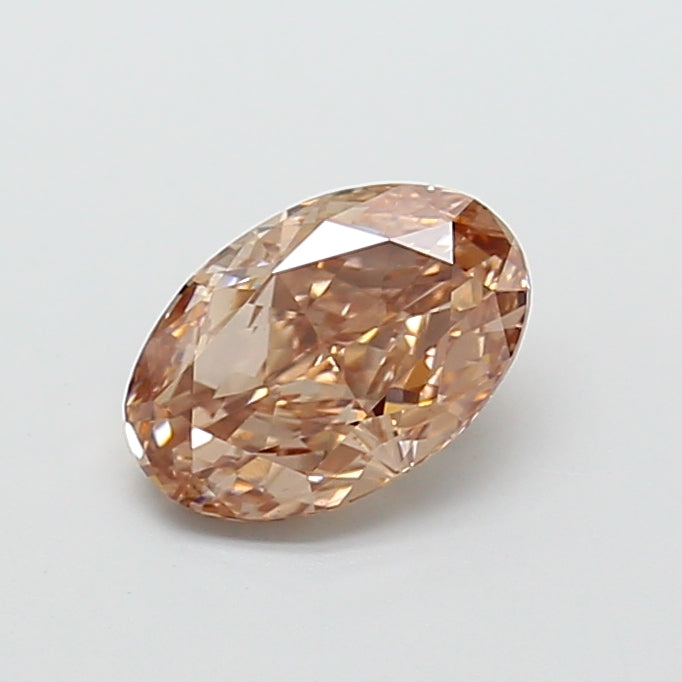 2.05 carat fancy pinkish brown oval lab grown diamond VS1 clarity