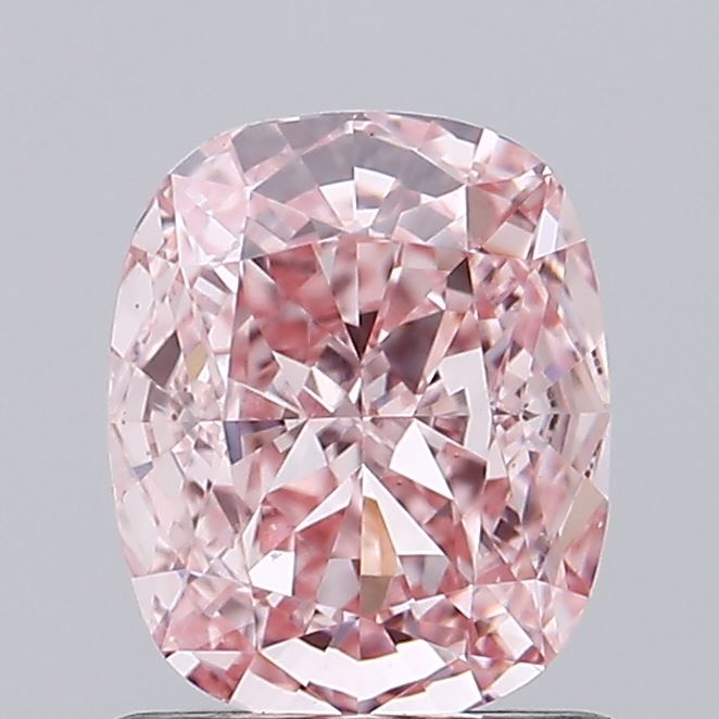 0.97 carat fancy vivid pink cushion lab grown diamond VVS2 clarity