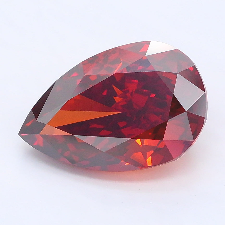 4.10 carat fancy deep brownish orange pear lab grown diamond VS1 clarity