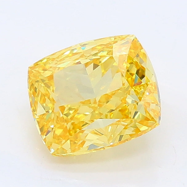 1.54 carat fancy vivid yellow cushion lab grown diamond VVS2 clarity