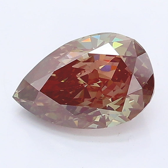 1.07 carat fancy green pear lab grown diamond VS1 clarity