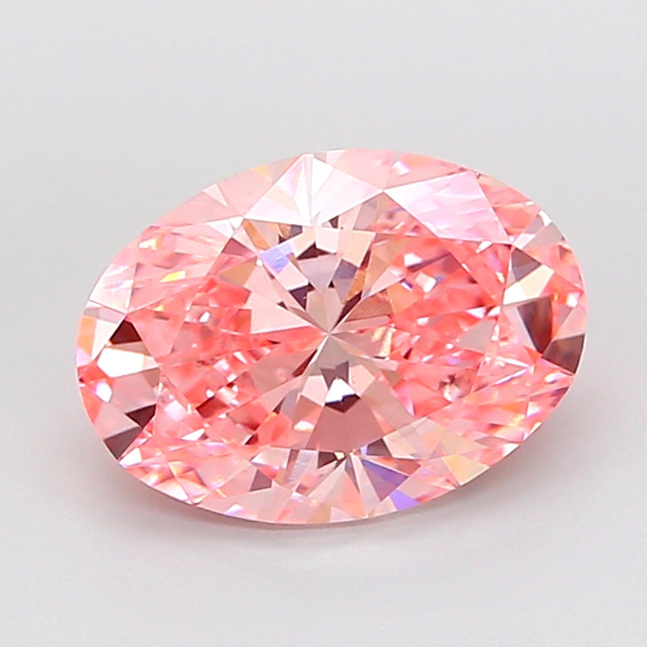 4.01 carat fancy vivid pink oval lab grown diamond VS1 clarity