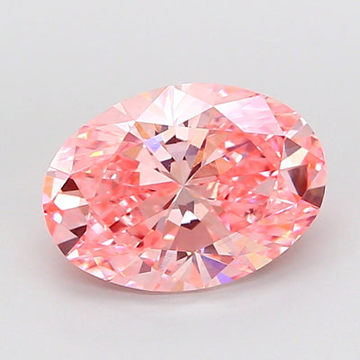 4.01 carat fancy vivid pink oval lab grown diamond VS1 clarity