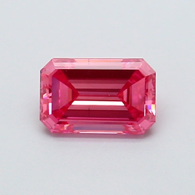 0.69 carat fancy vivid pink emerald lab grown diamond VS2 clarity