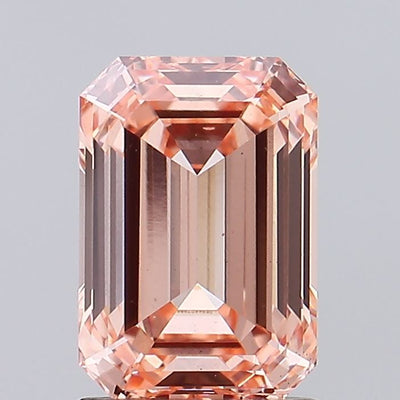 1.50 carat fancy intense orangey pink emerald lab grown diamond VS2 clarity