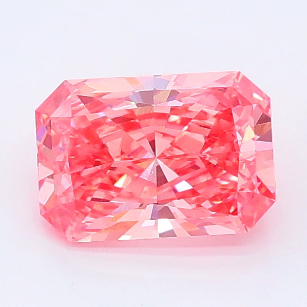 1.08 carat fancy vivid pink radiant lab grown diamond VVS2 clarity