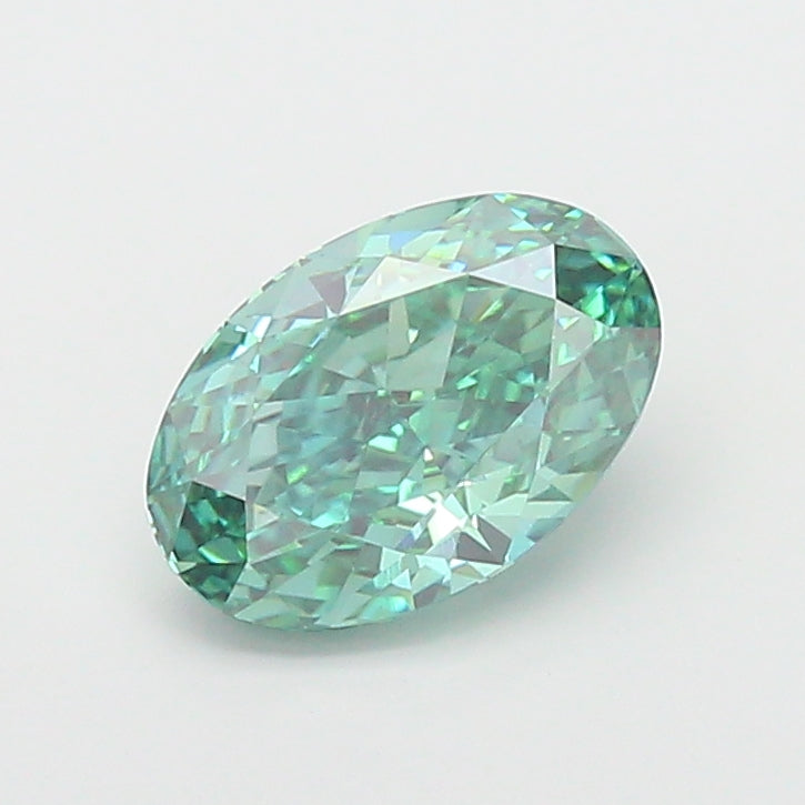 3.01 carat fancy vivid green oval lab grown diamond VS1 clarity