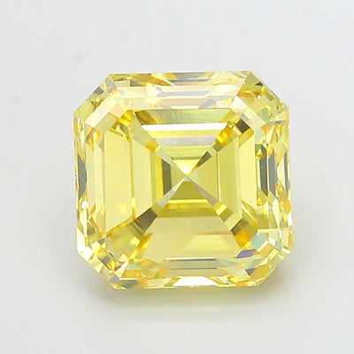 6.55 carat fancy intense yellow asscher lab grown diamond VS1 clarity