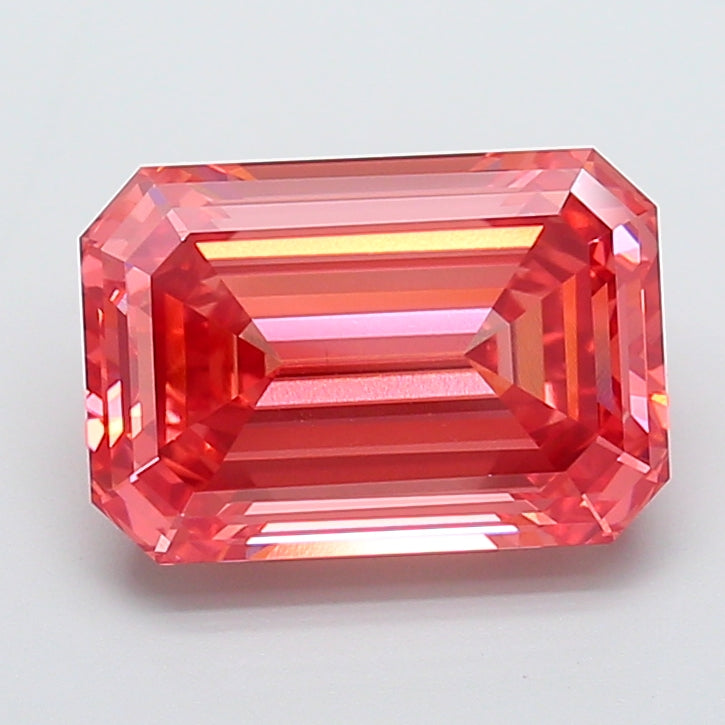 10.02 carat fancy vivid pink emerald lab grown diamond VS1 clarity