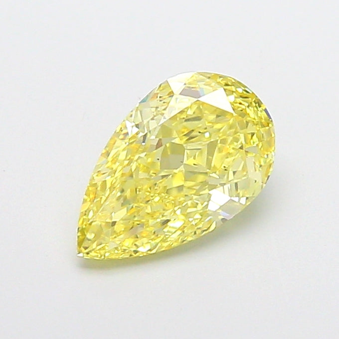 1.53 carat fancy vivid yellow pear lab grown diamond SI1 clarity
