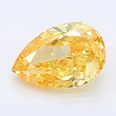 1.01 carat fancy intense yellow pear lab grown diamond VS1 clarity