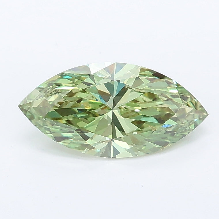 1.08 carat fancy vivid green marquise lab grown diamond VVS2 clarity
